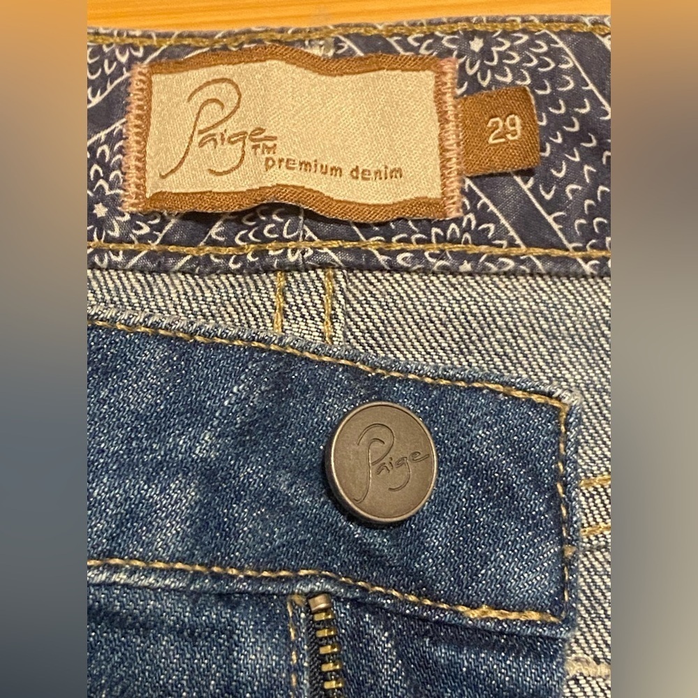 PAIGE Denim Embroidered Mini Skirt Boho Western Size 29 - Picture 9 of 9